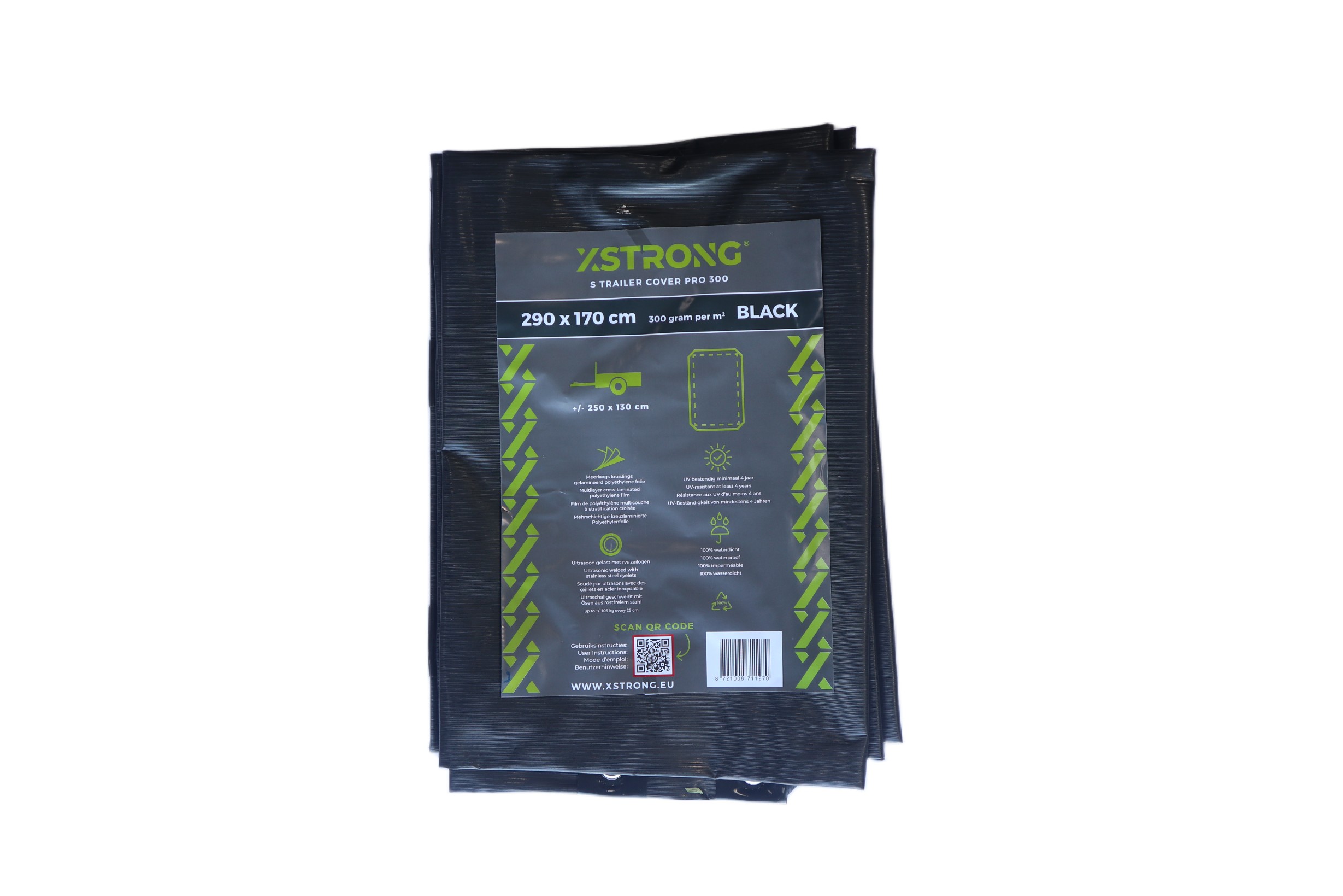 Xstrong Pro 300 Aanhanger afdekzeil 290x170 Zwart