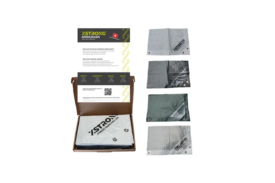 Allesafdekken sample box Xstrong afdekzeilen proefmonsters