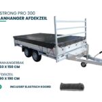 Xstrong Pro 300 aanhanger afdekzeil voor aanhangerbak 250 x 150 cm, afdekzeilmaat 290 x 190 cm inclusief elastisch koord.