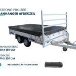 Xstrong Pro 300 aanhanger afdekzeil voor aanhangerbak 330 x 180 cm, afdekzeilmaat 370 x 220 cm inclusief elastisch koord.