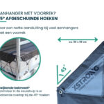 45 graden afgeschuinde hoeken van Xstrong Pro 300 aanhanger afdekzeil voor aansluiting bij aanhanger met voorrek